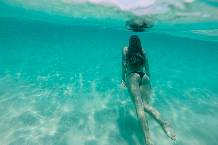 Woman swimming in the sea